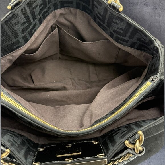 Fendi Large Zucca Black Canvas Monogram Mia Shoulder Bag - Picture 10 of 15